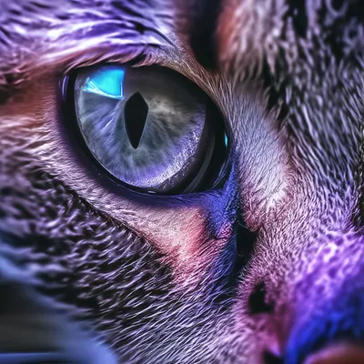 Кошка с фиолетовыми глазами смотрящая…» — создано в Шедевруме