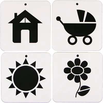 Развивающие черно-белые и цветные карточки для малышей от 2-3 месяцев