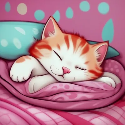 Милый ленивый рыжий белый кот спит…» — создано в Шедевруме