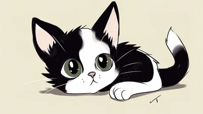 рисование черного кота. простой и милый котёнок силуэт Иллюстрация вектора  - иллюстрации насчитывающей художничества, киска: 231871875