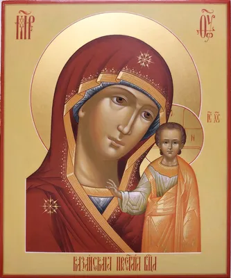 Казанская икона Божией Матери – посеребренная икона итальянского  производства. Купить по доступной цене икону Богородицы Казанской.