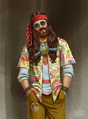 Иллюстрация Хиппи. Hippies. в стиле 2d | Illustrators.ru