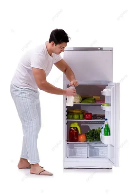 Рисунок холодильника с едой в арт-стиле