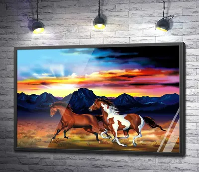 Купить картину-постер \"Красивая лошадь чубарой масти становится на дыбы\" с  доставкой недорого | Интернет-магазин \"АртПостер\"