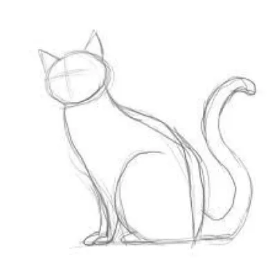 Сидящая кошка рисунок - 76 фото