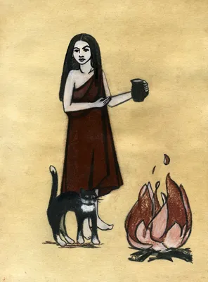 Иллюстрация Кошка, которая гуляла сама по себе в стиле книжная