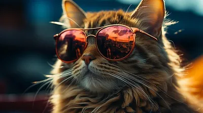 Крутой кот в солнцезащитных очках | Премиум Фото