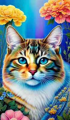 белая кошка с голубыми глазами возле розовых цветов, картинки красивых кошек,  кошка, домашний питомец фон картинки и Фото для бесплатной загрузки
