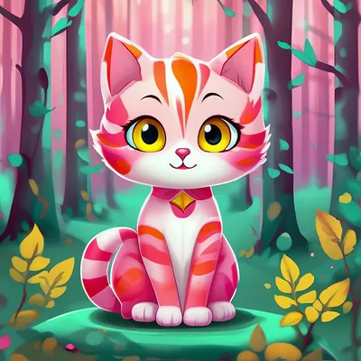 Милый милый милый мультяшный котенок пушистый характер Стоковая иллюстрация  ©Cofeee #481549494