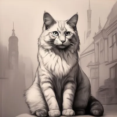Нарисованная , мультяшная кошка …» — создано в Шедевруме