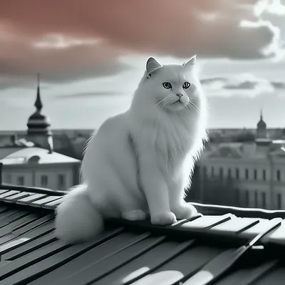 Кошка на крыше рисунок - 69 фото