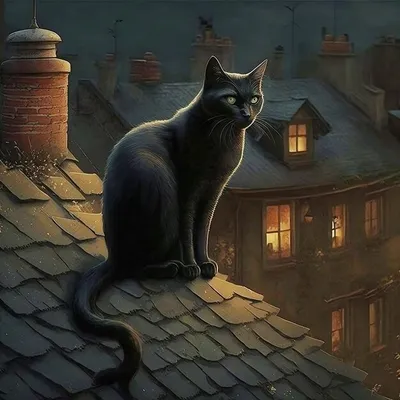 Кот на крыше» картина Давыдова Олега маслом на холсте — купить на ArtNow.ru