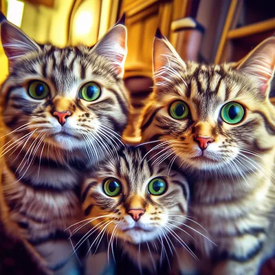 Криповые смешные пучеглазые кошки, …» — создано в Шедевруме