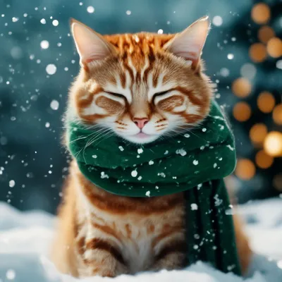 Кот на снегу в темных очках | Премиум Фото