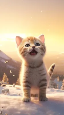 Кот идет по снегу (54 фото) - 54 фото