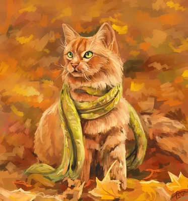 Онлайн пазл «Кошка-осень»