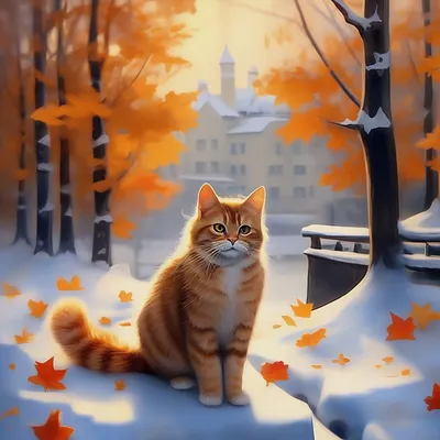 Кот зима и кот осень» — создано в Шедевруме