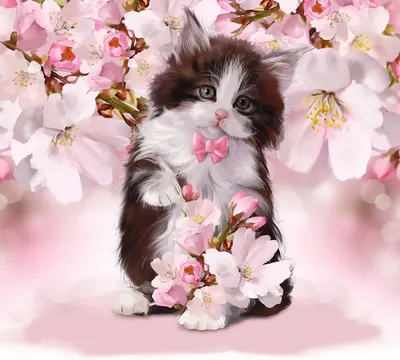 Кот с букетом цветов» — создано в Шедевруме
