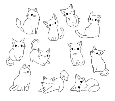 Рисунки для наклеек для срисовки котики милые (39 шт)