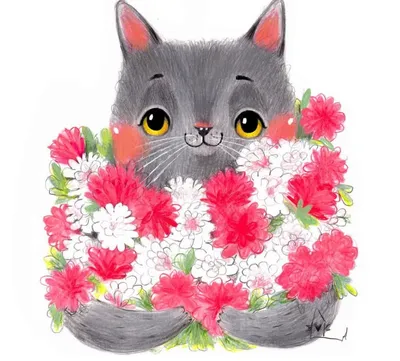 Рисованные котики: символы празднования и радости на открытках