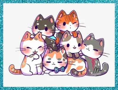 Котики нарисованные милые легкие - 51 фото