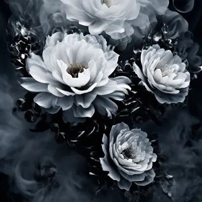Lenagold - Коллекция фонов - Черно-белые цветы