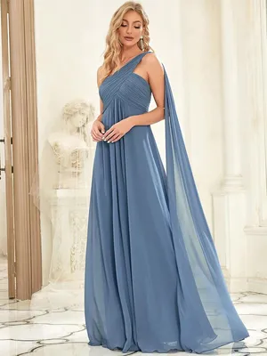 Всегда красивые женские длинные вечерние платья из шифона с оборками на  одно плечо – лучшие товары в онлайн-магазине Джум Гик