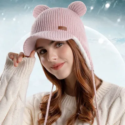 Женские повседневные новые шапки, однотонные женские шапки с медвежьими  ушками, вязаная плюшевая шапка, милые зимние теплые шапки – лучшие товары в  онлайн-магазине Джум Гик