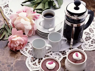 Утренний кофе с цветами - красивые фото