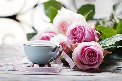 Рисунок красивые цветы, кофе» — создано в Шедевруме