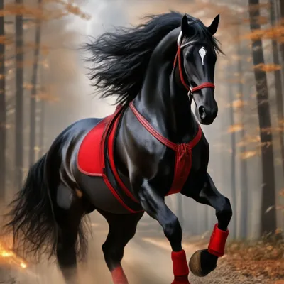 Красивый конь встал на дыбы в …» — создано в Шедевруме