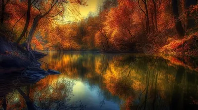 осенняя листва у реки обои, лучшие фотографии природы, Лучший, концепция  фон картинки и Фото для бесплатной загрузки