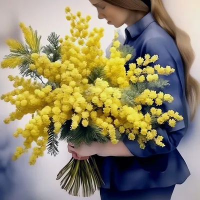 Крупным планом цветки мимозы, красиво…» — создано в Шедевруме
