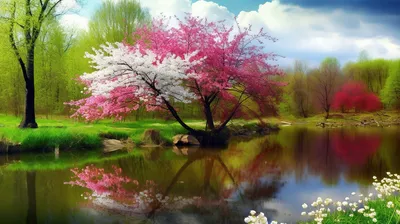 Красивые сад и пруд весны стоковое фото. изображение насчитывающей природа  - 82693038