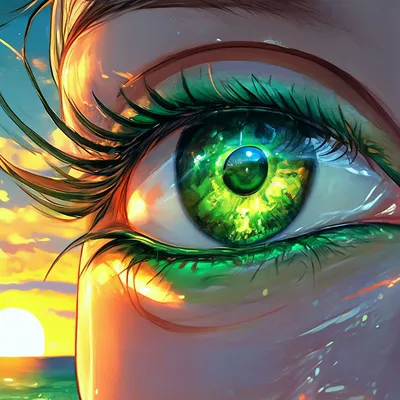 Красивые зелёные глаза с искрами, …» — создано в Шедевруме