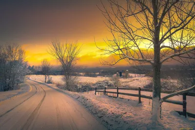 Зима вечер - красивые фото