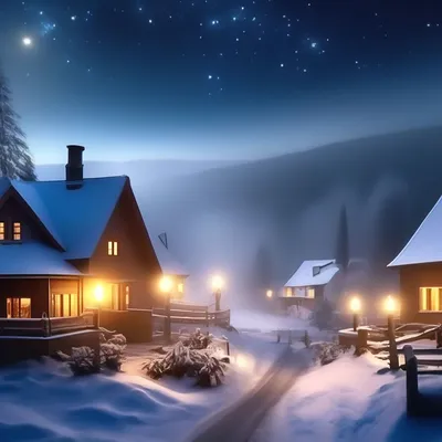 Зимний вечер в деревне, свечи, …» — создано в Шедевруме
