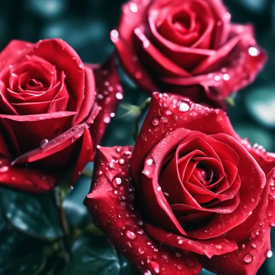 Распускаются красивые красные розы, …» — создано в Шедевруме