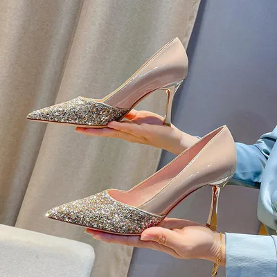 Купить Модные одиночные банкетные женские туфли на высоком каблуке с острым  носком на мелком каблуке | Joom