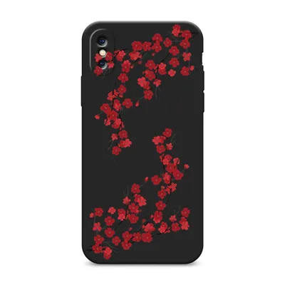 Матовый силиконовый чехол для iPhone XS Max (10S Max) с принтом «Красная  сакура» — купить в интернет-магазине Case Place