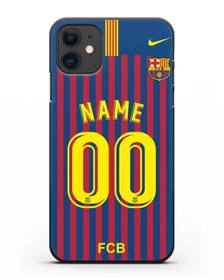 Именной чехол Барселона с фамилией и номером (сезон 2018-2019) сине-красная  форма для iPhone 11 силиконовый купить недорого в интернет-магазине