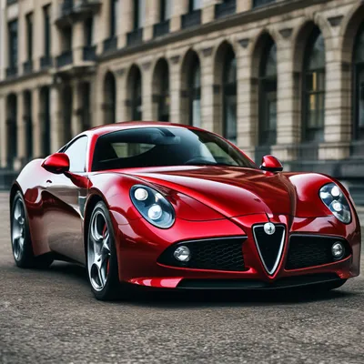 Красная машина Alfa Romeo 8C …» — создано в Шедевруме