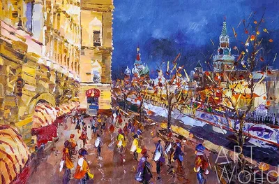 Картина на сусальном золоте Ночная Красная площадь в Москве купить в  Мастерской Золотых Подарков