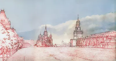 Купить картину золотом Красная площадь в Москве 19 век, фото и описание  товара, цена, доставка по Москве и России, интернет-магазин ART-on-GOLD