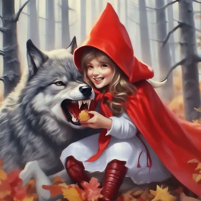 Красная Шапочка и волк — раскраска для детей. Распечатать бесплатно.