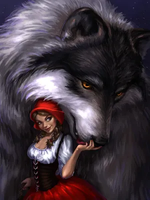 Красная Шапочка И Серый Волк — стоковая векторная графика и другие  изображения на тему Волк - Волк, Кепка, Красный - iStock