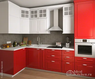 Дизайн красной кухни с реальными фото интерьеров 2018-2019 года и  современными идеями сочетания цветов