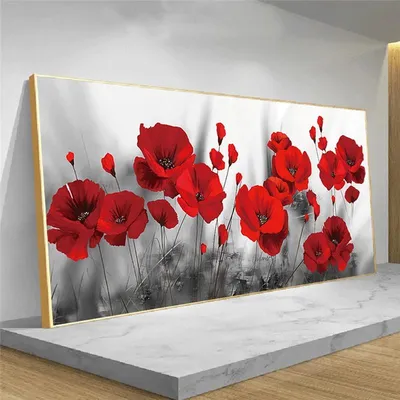 ᐉ Картина на холсте 80х80 см Цветы красные маки (PP10084O2)