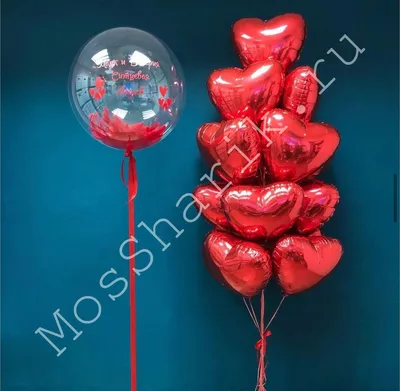 Купить облако шаров «Красные сердца» с доставкой по Екатеринбургу -  интернет-магазин «Funburg.ru»