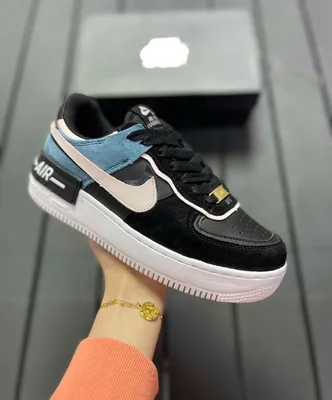 Купите кроссовки Nike Air Force 1 Shadow черные с голубым в СПБ